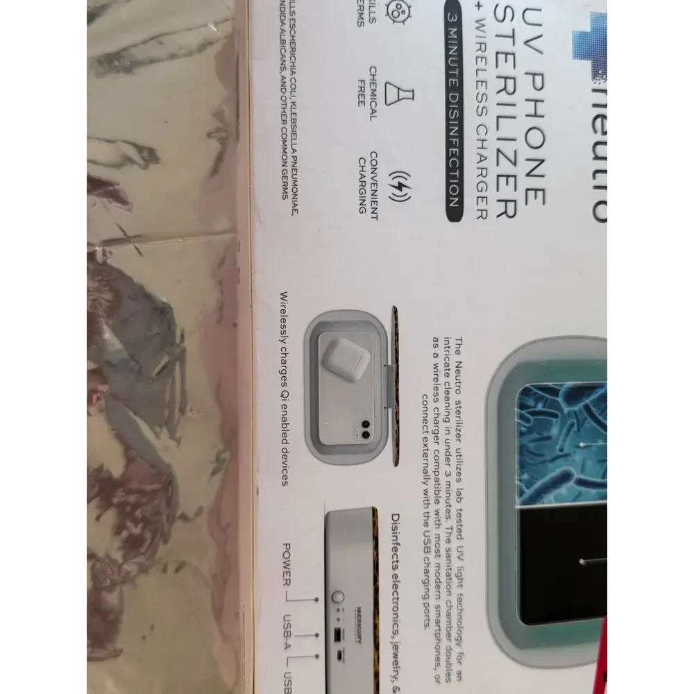 Merkury Neuto UV Phone Sterilizer‎ + Wireless Charger - Open Box, Qi Charging